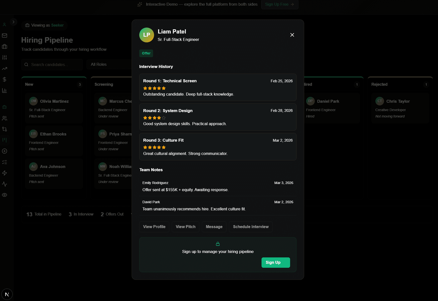 Drag-and-drop hiring pipeline